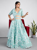 Mauve Organza Sequins, Zarkan and thread embroidery  Lehenga choli & Dupatta main image 0