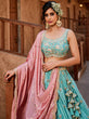Load image into Gallery viewer, Turquoise Blue Satin Silk Sequins embroidery Semi-Stitched Lehenga choli &amp; Dupatta Clothsvilla