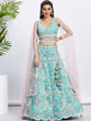 Load image into Gallery viewer, Turquoise Blue Sequin Embroidered Lehenga Choli Set ClothsVilla