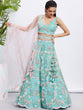 Load image into Gallery viewer, Turquoise Blue Sequin Embroidered Lehenga Choli Set ClothsVilla
