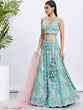 Load image into Gallery viewer, Turquoise Blue Sequin Embroidered Lehenga Choli Set ClothsVilla