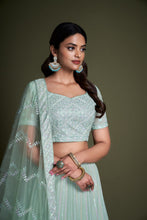 Load image into Gallery viewer, Turquoise Pakistani Georgette Lehenga Choli For Indian Festivals &amp; Weddings - Sequence Embroidery Work, Thread Embroidery Work, Clothsvilla