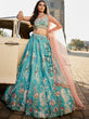 Load image into Gallery viewer, Turquoiseblue Satin Silk Sequins embroidery Semi-Stitched Lehenga choli &amp; Dupatta ClothsVilla