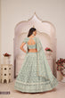 Load image into Gallery viewer, Turquolse Green Elegant Butterfly Net Lehenga with Intricate Embroidery ClothsVilla