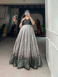 Load image into Gallery viewer, Tussar Silk Grey Printed Gown with Adjustable Comfort ClothsVilla