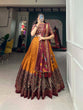 Load image into Gallery viewer, Tussar Silk Mustard Lehenga Choli Set: Printed Elegance with Foil Work ClothsVilla