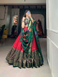 Load image into Gallery viewer, Tussar Silk Red Lehenga Choli Set: Printed Elegance with Foil Work ClothsVilla