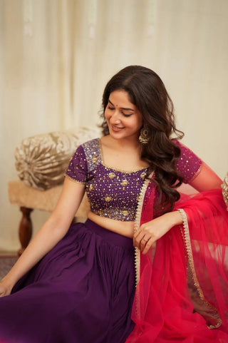 Two-Tone Sequins Work Lehenga Set ClothsVilla