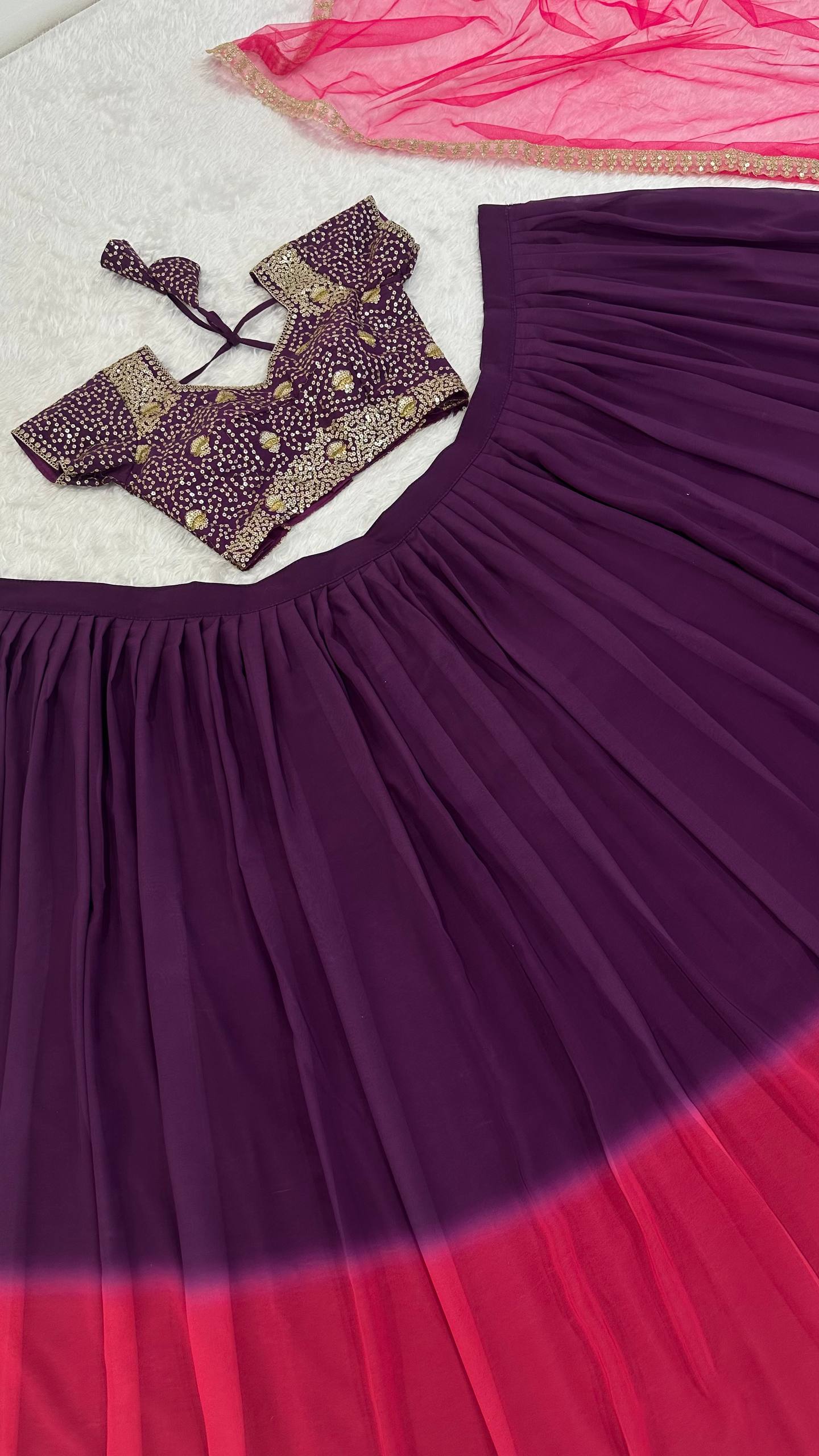 Two-Tone Sequins Work Lehenga Set ClothsVilla
