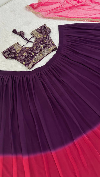 Two-Tone Sequins Work Lehenga Set ClothsVilla