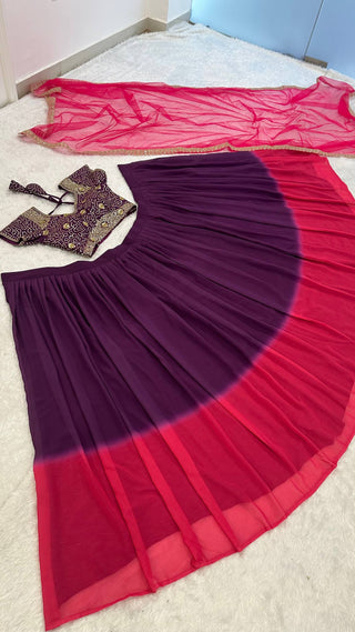 Two-Tone Sequins Work Lehenga Set ClothsVilla