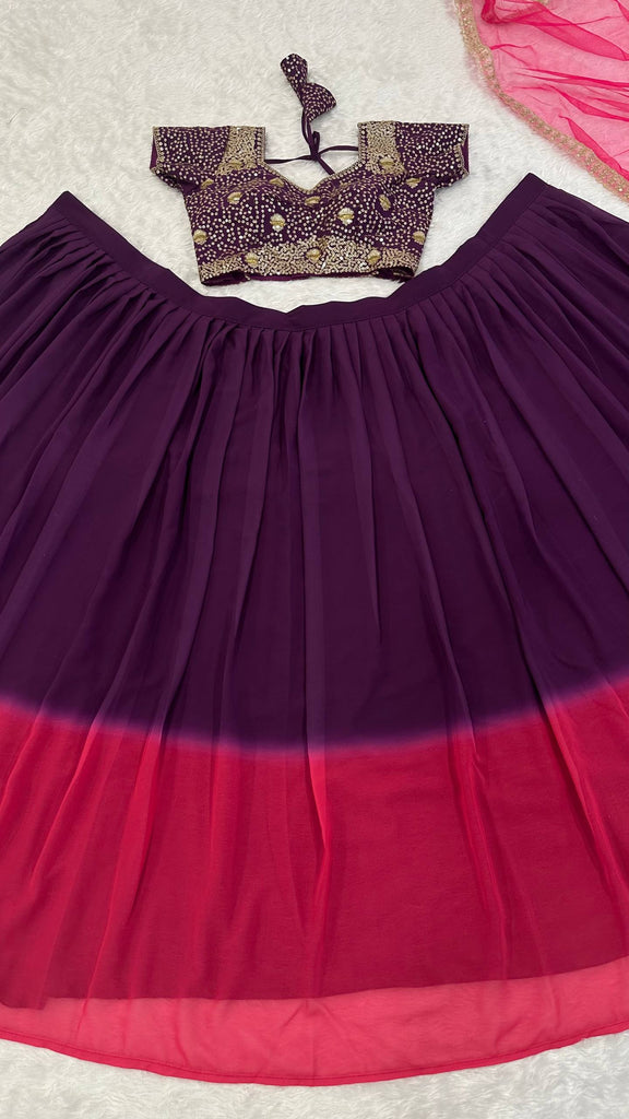 Two-Tone Sequins Work Lehenga Set ClothsVilla