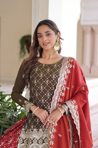 Two-Tone Vichitra Silk Top Sharara Set ClothsVilla