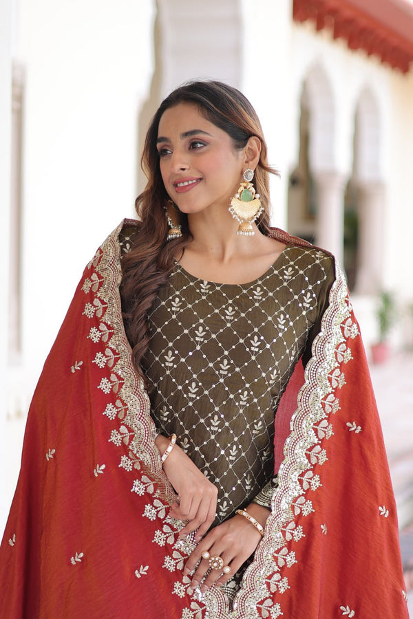 Two-Tone Vichitra Silk Top Sharara Set ClothsVilla