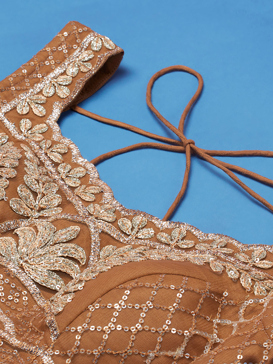 Rust Net Gotapatti Work Semi-Stitched Lehenga & Blouse with Dupatta Clothsvilla