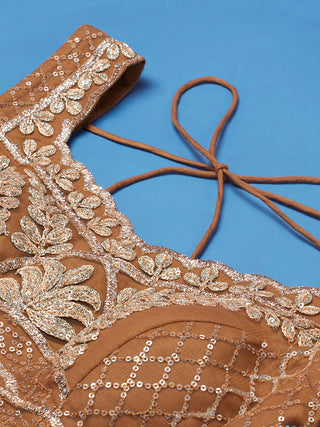 Rust Net Gotapatti Work Semi-Stitched Lehenga & Blouse with Dupatta Clothsvilla