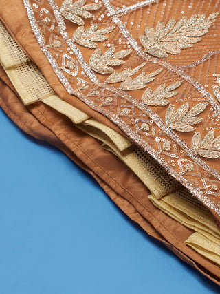Rust Net Gotapatti Work Semi-Stitched Lehenga & Blouse with Dupatta Clothsvilla