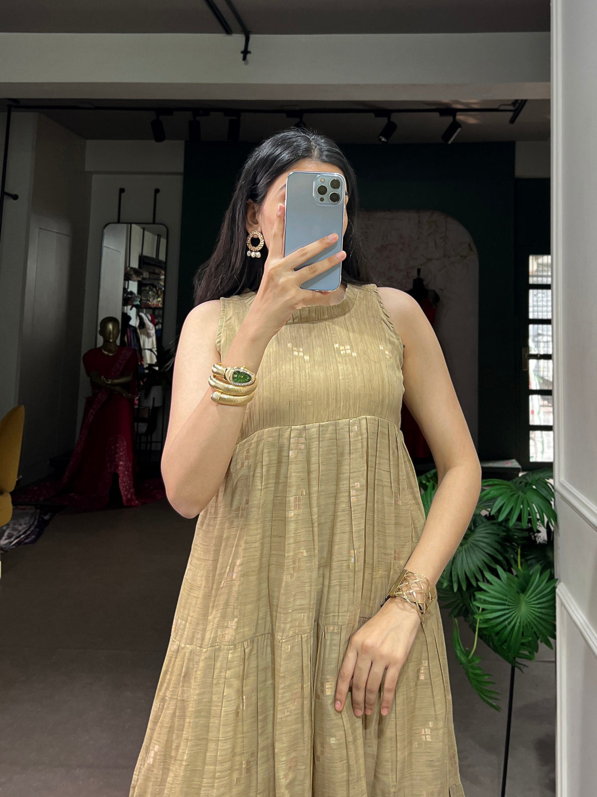 Vanillla Yellow Tasar Zari Weaving Gown ClothsVilla
