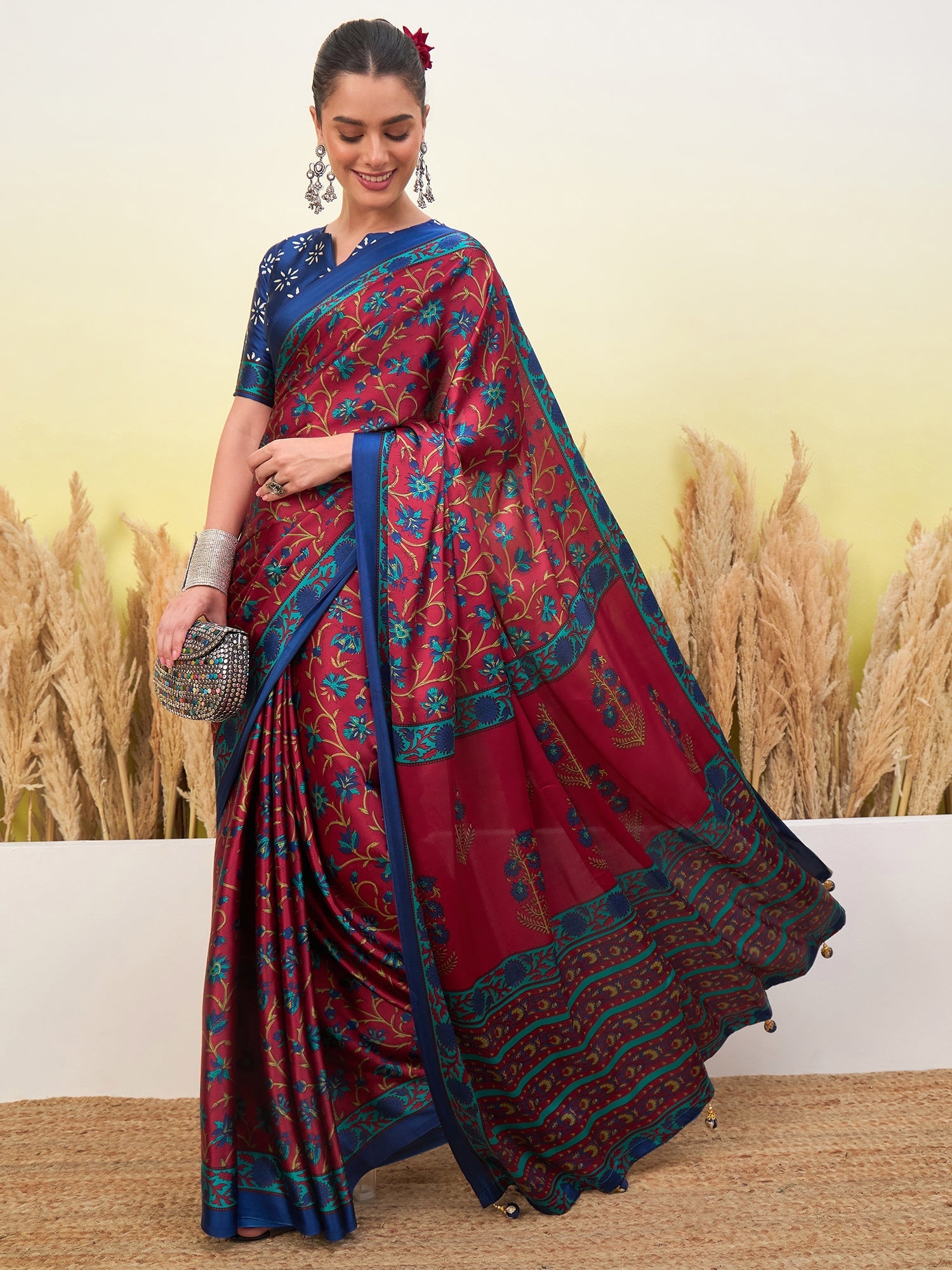 Vedanshi Classic Semi Modal Saree for Traditional Functions ClothsVilla