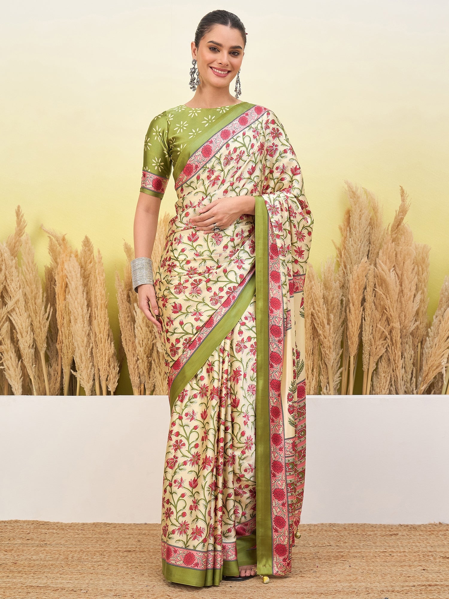 Vedanshi Classic Semi Modal Saree for Traditional Functions ClothsVilla