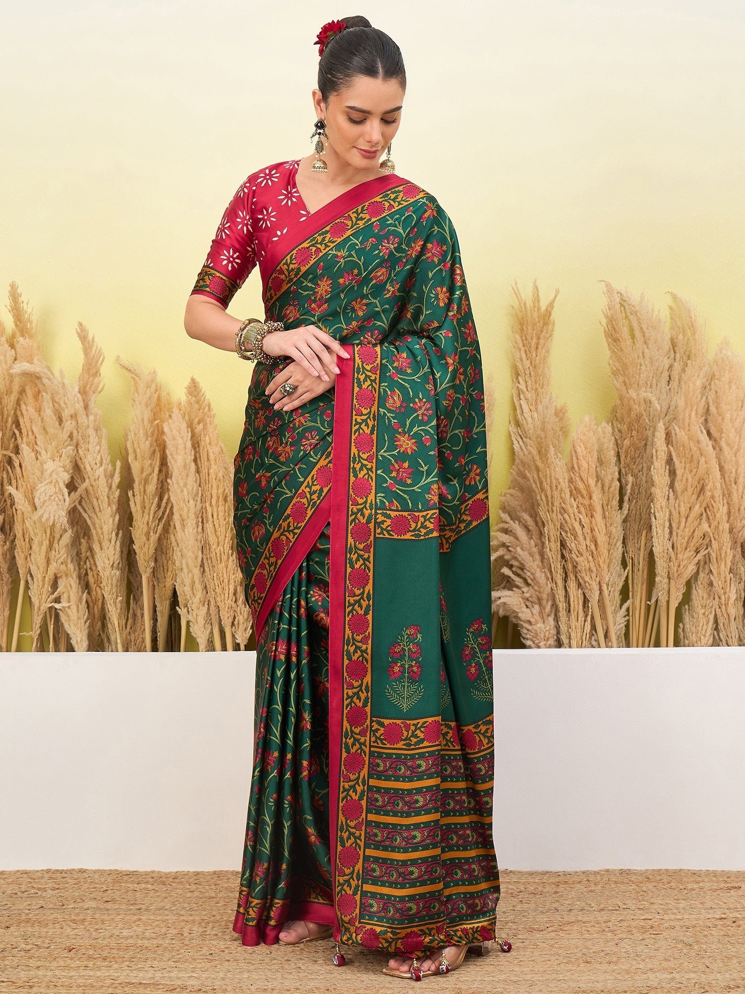 Vedanshi Classic Semi Modal Saree for Traditional Functions ClothsVilla