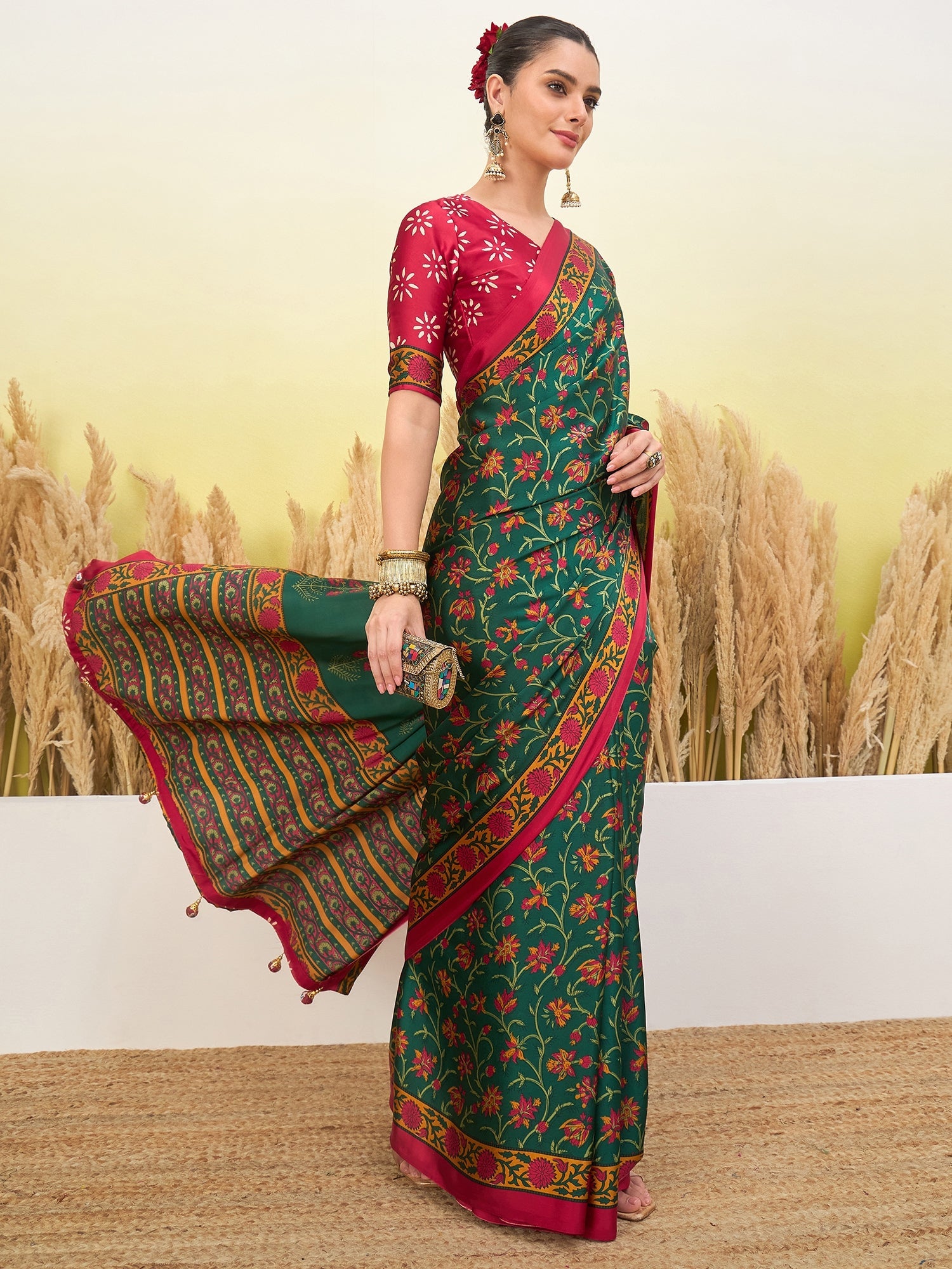 Vedanshi Classic Semi Modal Saree for Traditional Functions ClothsVilla
