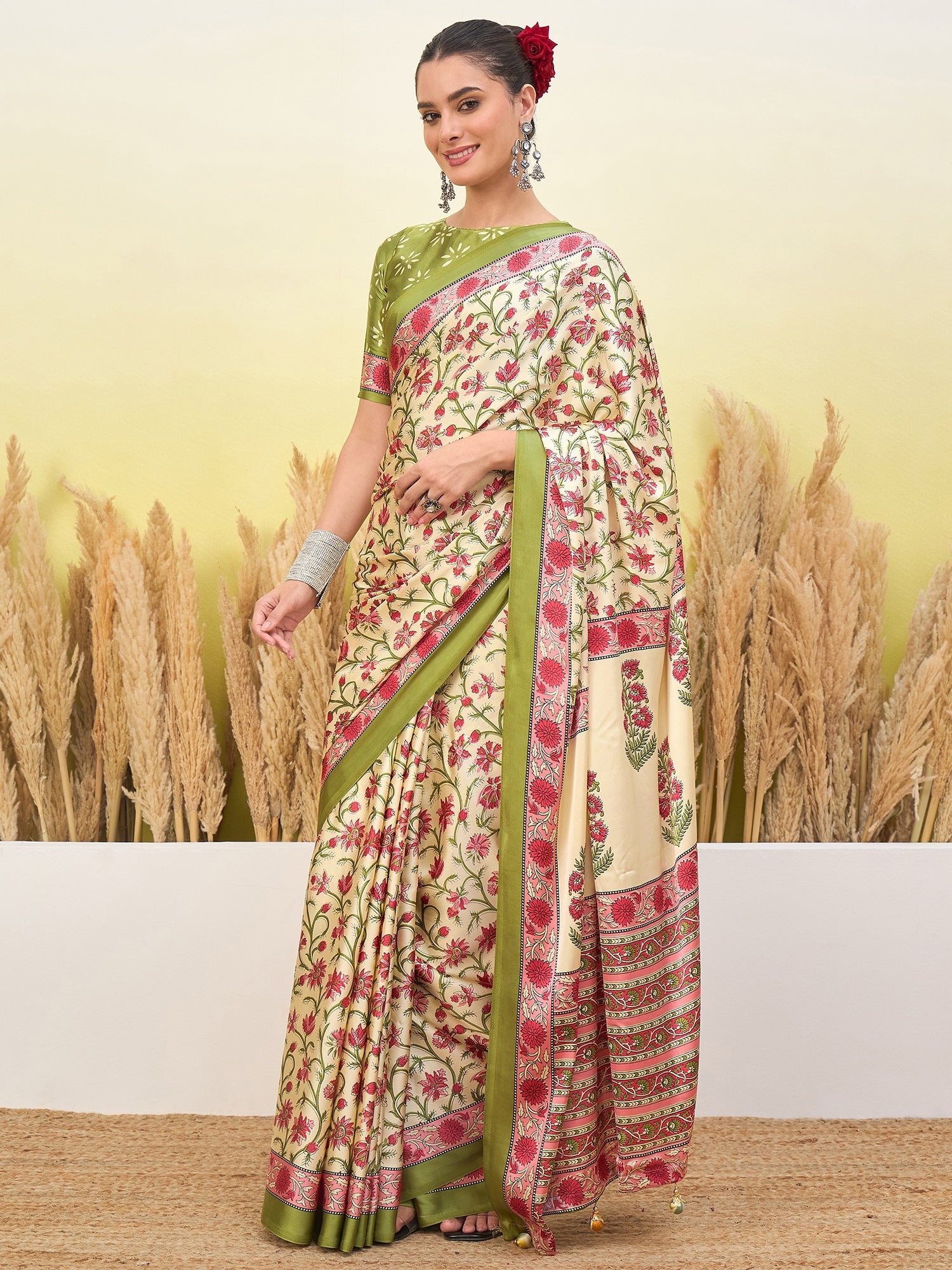 Vedanshi Classic Semi Modal Saree for Traditional Functions ClothsVilla