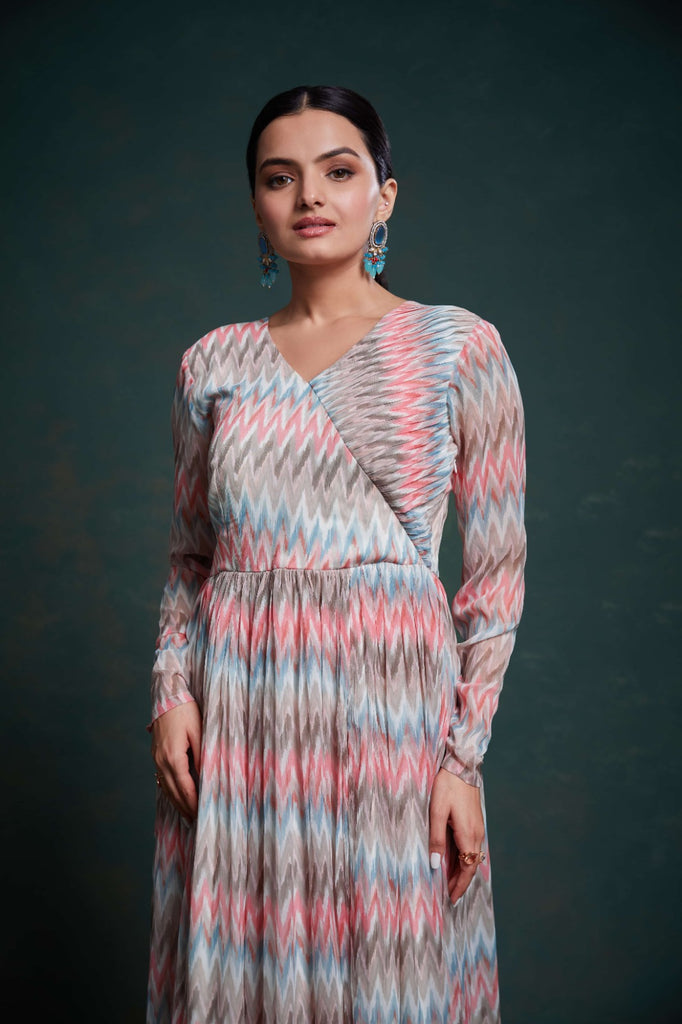 Vibrant Multi-Colored Georgette Dress with Elegant Prints ClothsVilla