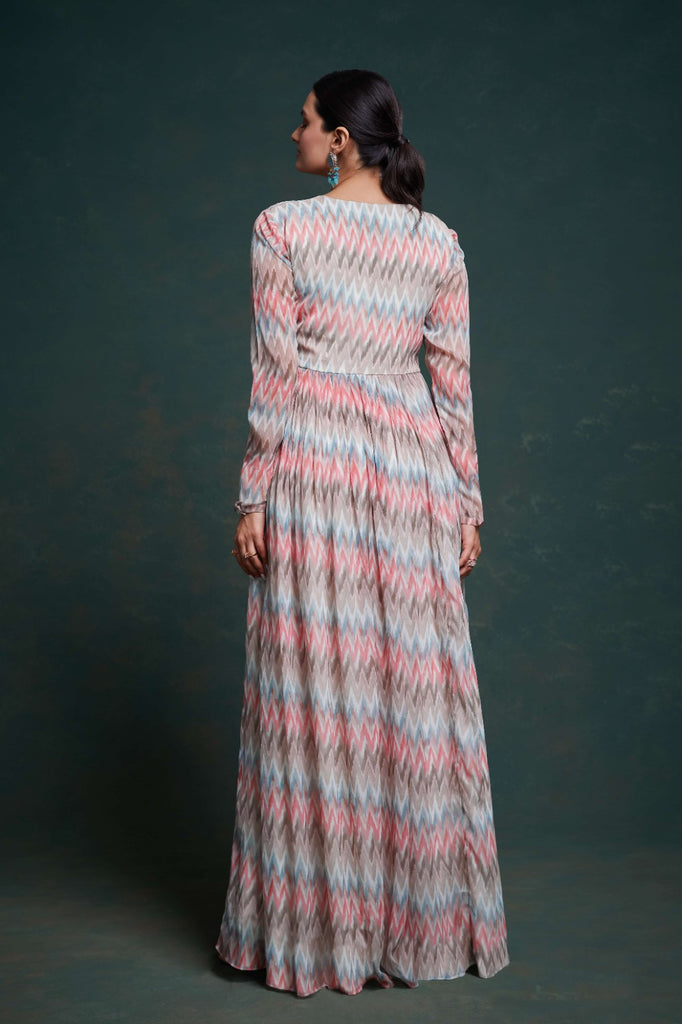 Vibrant Multi-Colored Georgette Dress with Elegant Prints ClothsVilla