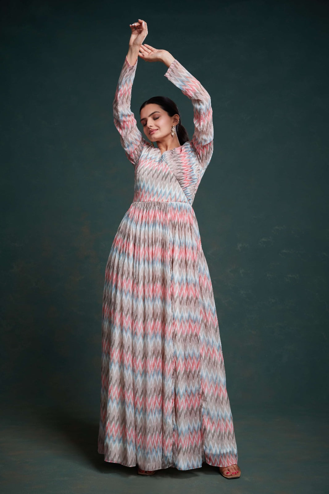 Vibrant Multi-Colored Georgette Dress with Elegant Prints Secondary image