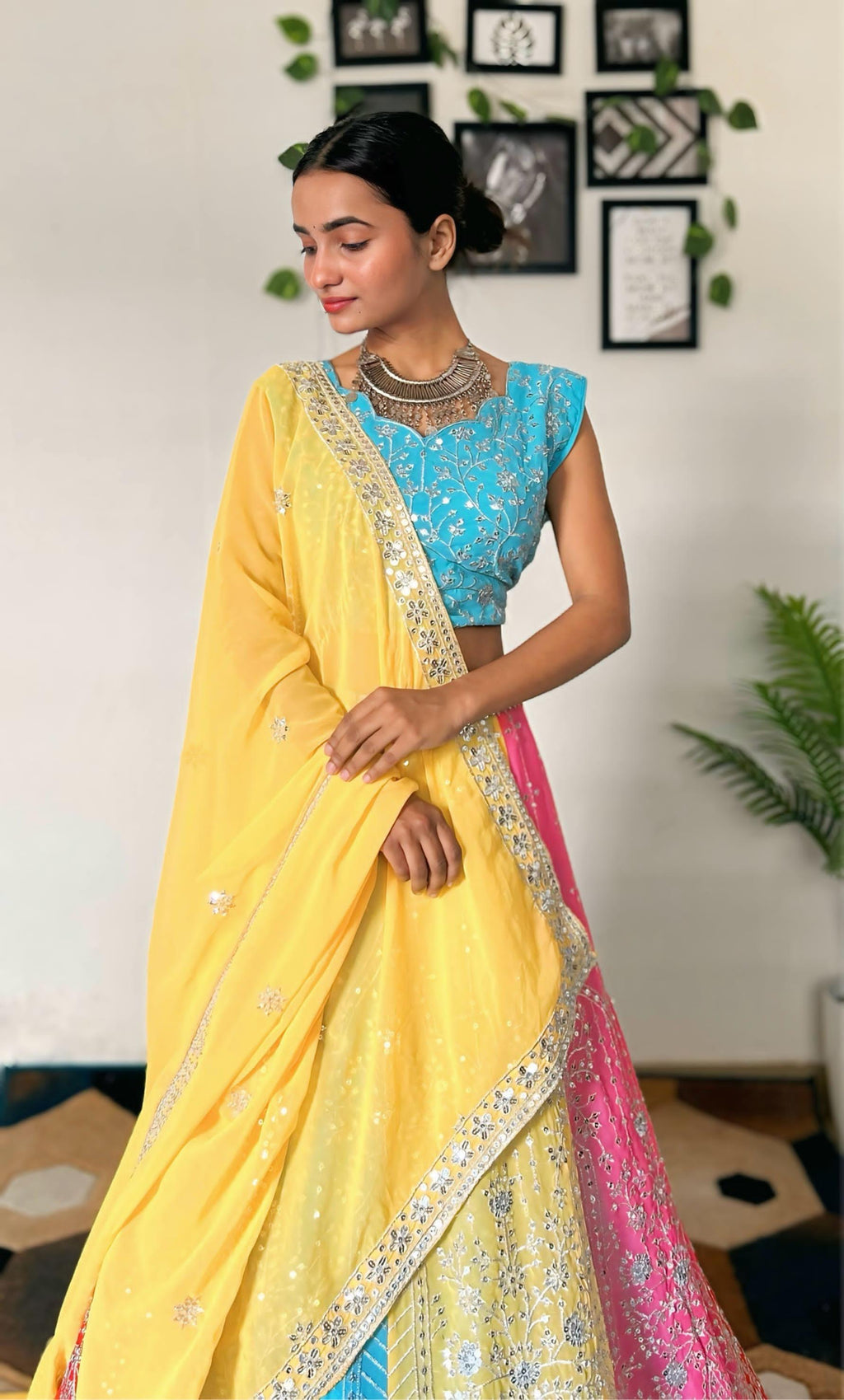 Vibrant Multicolor Embroidered Lehenga Set with Sequins Work ClothsVilla