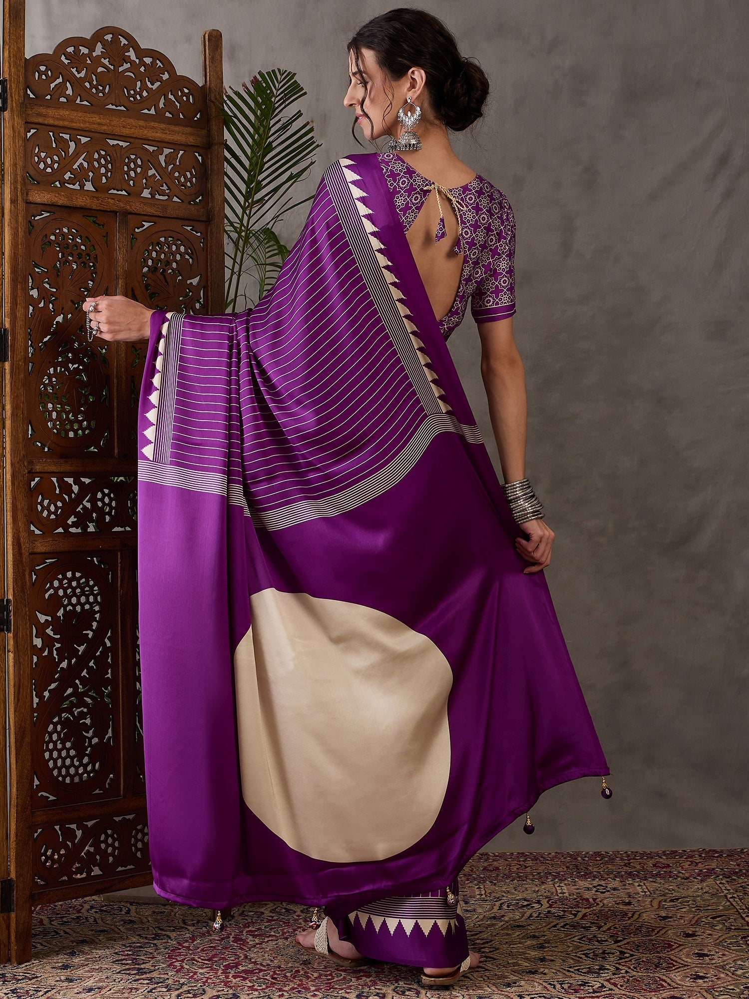 Vihana Graceful Semi Modal Saree for Ethnic Celebrations ClothsVilla