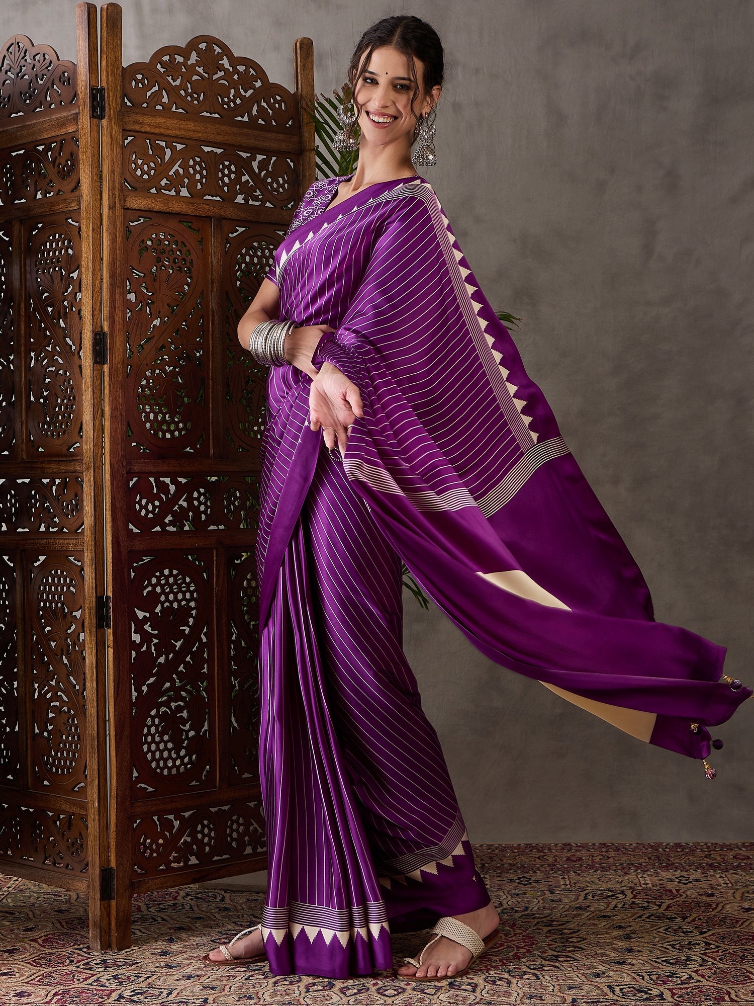 Vihana Graceful Semi Modal Saree for Ethnic Celebrations ClothsVilla