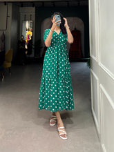 Load image into Gallery viewer, Vintage Green Polka Dot Georgette Long Frock ClothsVilla