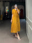 Vintage Mustard Polka Dot Georgette Long Frock ClothsVilla