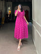 Load image into Gallery viewer, Vintage Pink Polka Dot Georgette Long Frock ClothsVilla