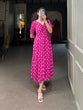 Load image into Gallery viewer, Vintage Pink Polka Dot Georgette Long Frock ClothsVilla