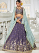 Load image into Gallery viewer, Violet Elegant Chiffon Embroidered Lehenga Set with Dupatta &amp; Blouse ClothsVilla