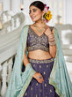 Load image into Gallery viewer, Violet Elegant Chiffon Embroidered Lehenga Set with Dupatta &amp; Blouse ClothsVilla