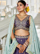 Load image into Gallery viewer, Violet Elegant Chiffon Embroidered Lehenga Set with Dupatta &amp; Blouse ClothsVilla