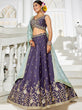 Load image into Gallery viewer, Violet Elegant Chiffon Embroidered Lehenga Set with Dupatta &amp; Blouse ClothsVilla