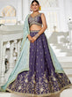 Load image into Gallery viewer, Violet Elegant Chiffon Embroidered Lehenga Set with Dupatta &amp; Blouse ClothsVilla