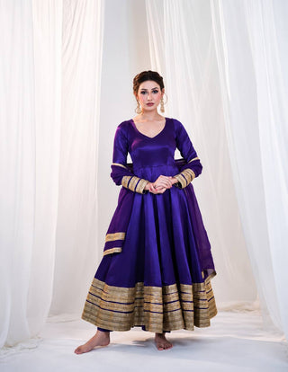 Violet Heavy Silk Embroidered Gown ClothsVilla