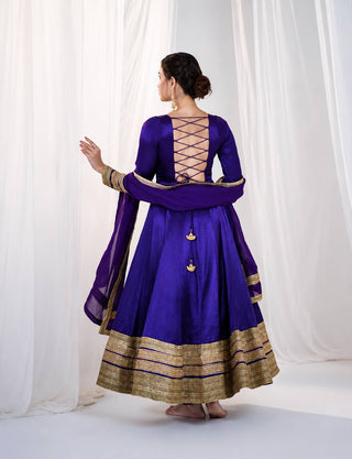 Violet Heavy Silk Embroidered Gown ClothsVilla