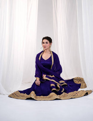 Violet Heavy Silk Embroidered Gown ClothsVilla