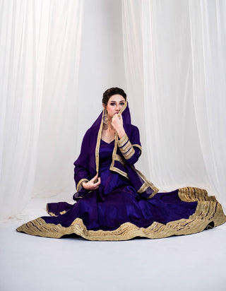 Violet Heavy Silk Embroidered Gown ClothsVilla