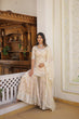 Load image into Gallery viewer, Viscose Jacquard Sequined Off White Kurti with Embroidered Sharara &amp; Russian Silk Dupatta ClothsVilla