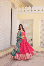 Load image into Gallery viewer, Viscose Jequard Pink Lehenga Set with Gajji Silk Dupatta ClothsVilla