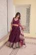 Load image into Gallery viewer, Viscose Jequard Wine Lehenga Set with Gajji Silk Dupatta ClothsVilla