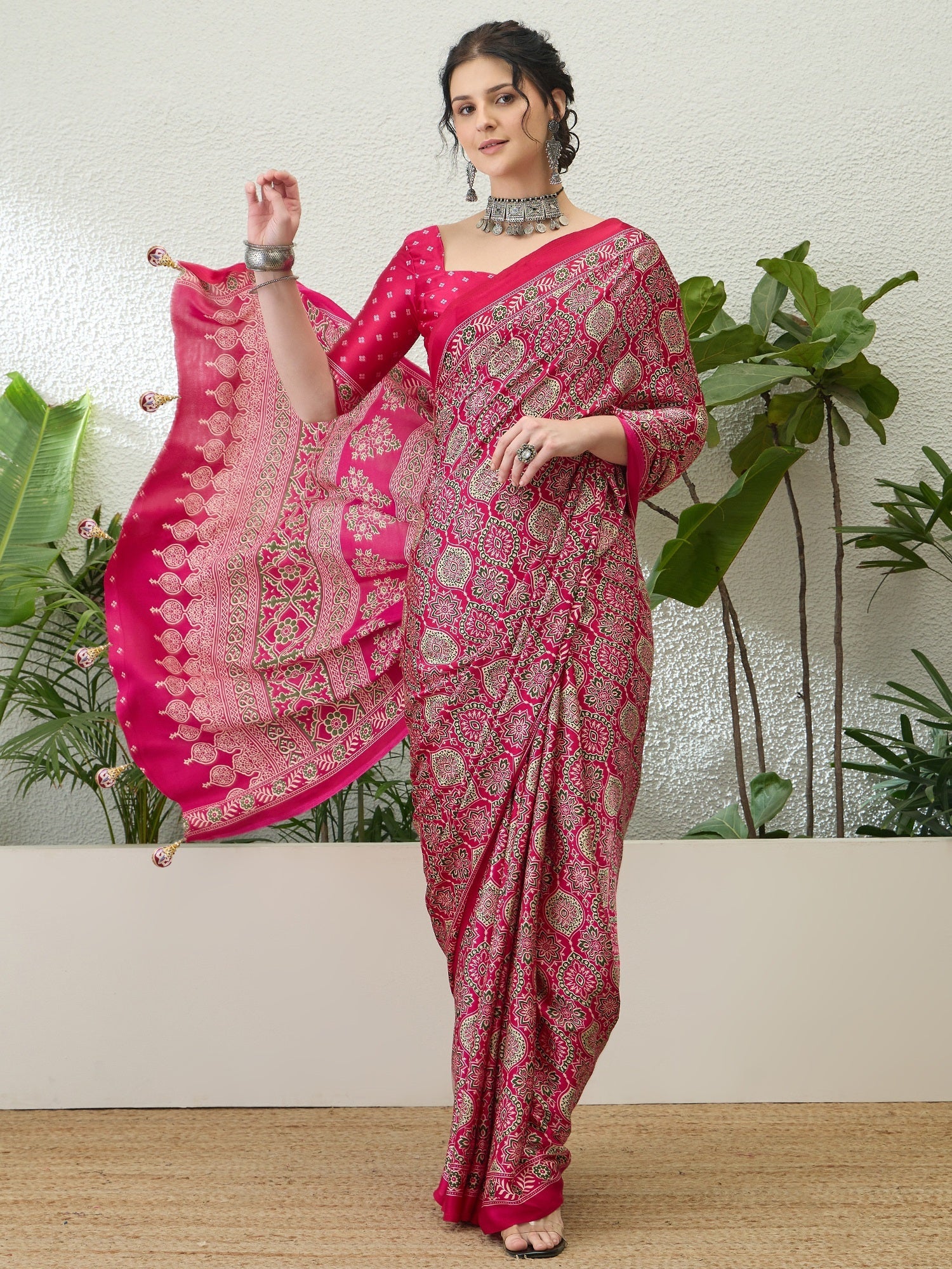 Vritara Graceful Semi Modal Saree for Ethnic Celebrations ClothsVilla